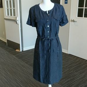 Orvis Safari Linen Shirt Dress Navy Size 10